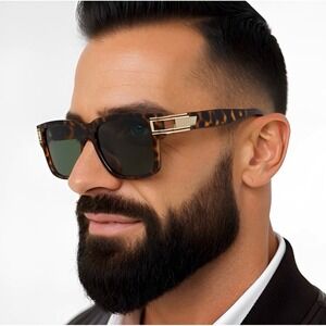 Retro Square Sunglasses Men Women Full Frame UV400 Leopard Print Vintage Shades